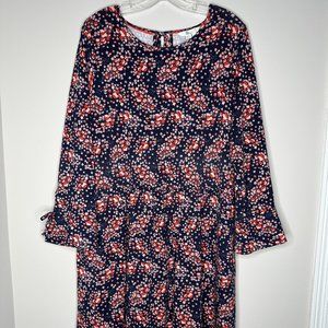 Boden US Size 14R Navy Blue w/Pink & Red Posie Jersey Dress